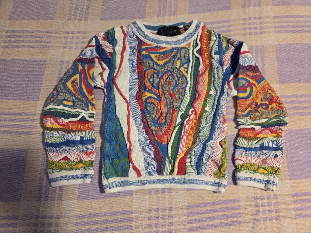 Vintage Coogi Australia 3D Cardigan Sweater Size 3t Youth Kids Rare Unique Y2k